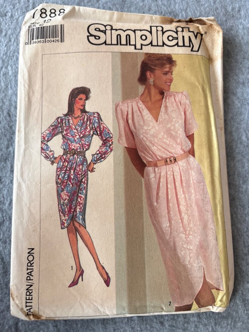 Simplicity 7888 Sewing Pattern Size 12 Womens Wrap Dress 1987 Design Uncut